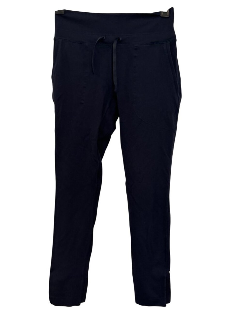 Adidas Womens Navy Jogger Pants With Ribbed Waist & Cuffs 14" flat lay waist